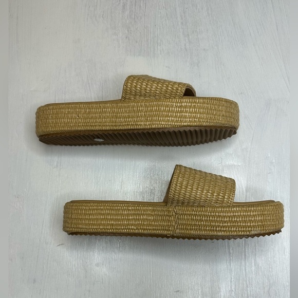 Lookyno Raffia Slide Sandals Women’s EU 37 Tan Woven Platform Summer Shoes - Picture 4 of 11